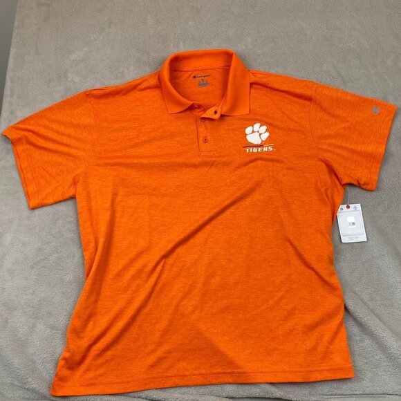 NWT Champion Mens Polo Shirt Size 2XL Clemson Tigers Top Short Sleeve Orange - Picture 10 of 11